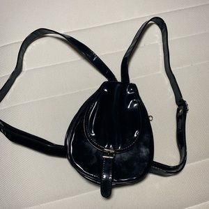shiny black mini bag